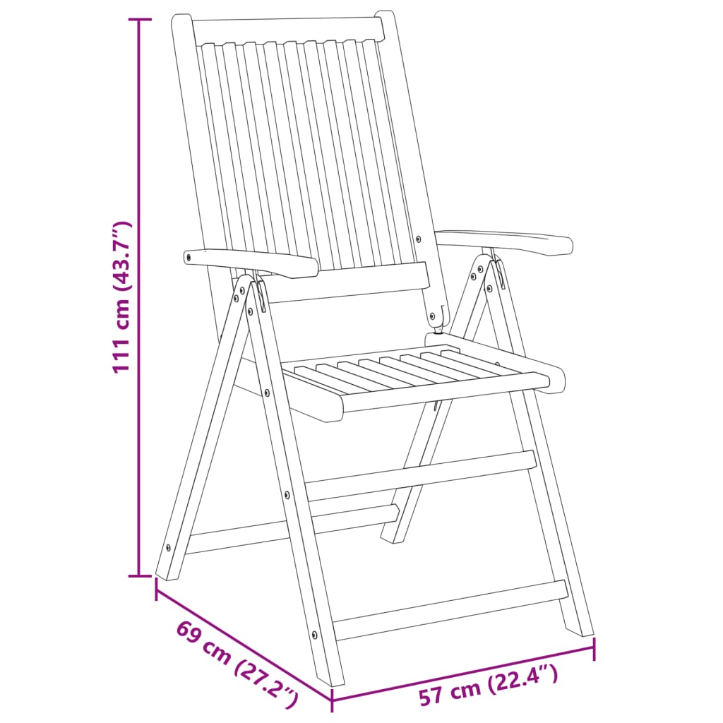 Set da Pranzo per Giardino 3 pz in Legno Massello di Acacia