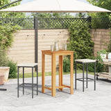 Set Bar da Giardino 3 pz Nero in Legno Acacia e Polyrattan