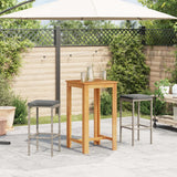 Set Bar da Giardino 3 pz Grigio in Legno Acacia e Polyrattan