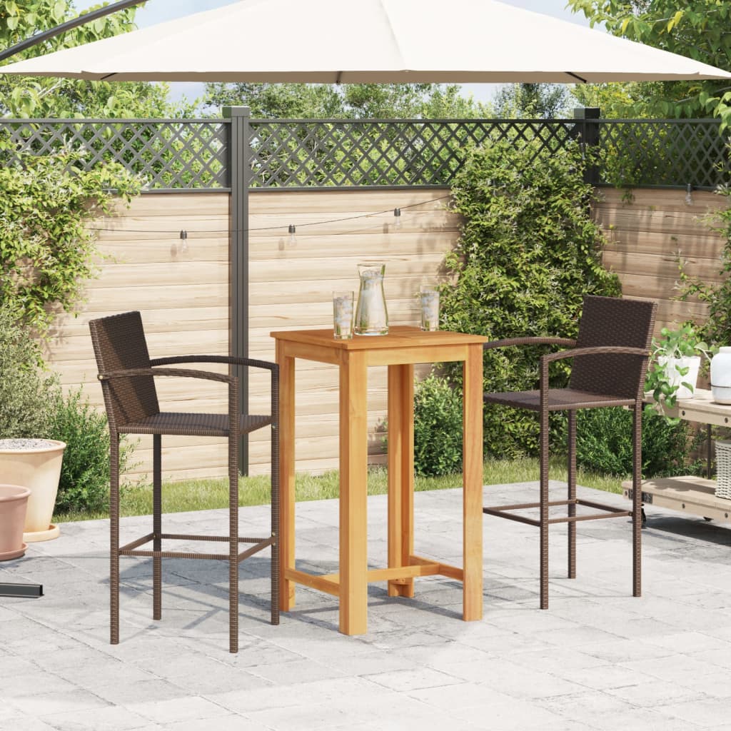 Set Bar da Giardino 3 pz Marrone in Legno Acacia e Polyrattan