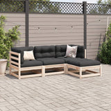 Set Divano da Giardino 4 pz con Cuscini Legno Massello di Pino