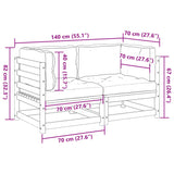 Set Divani Giardino 2 pz con Cuscini in Legno Massello di Pino