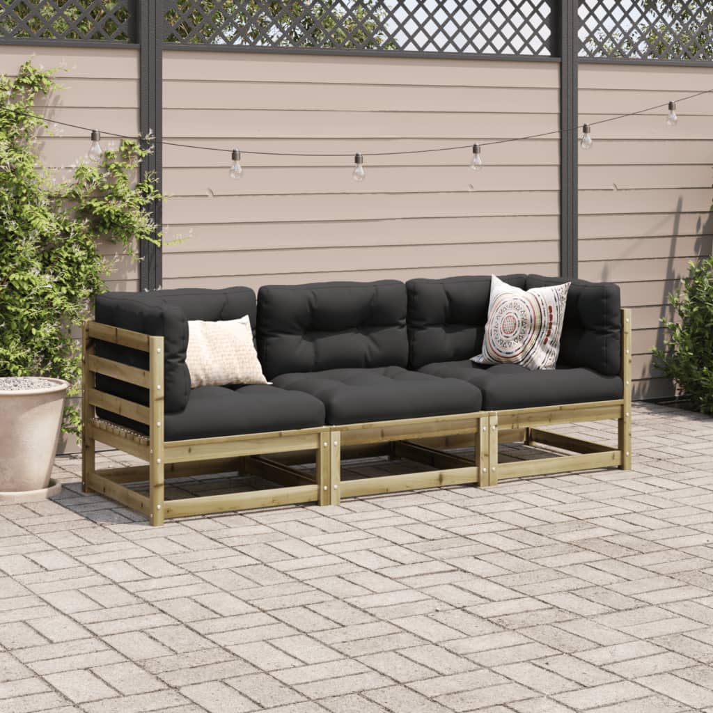 Set Divani da Giardino 3 pz in Legno Impregnato di Pino