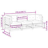 Set Divani Giardino 3 pz con Cuscini in Legno Massello di Pino