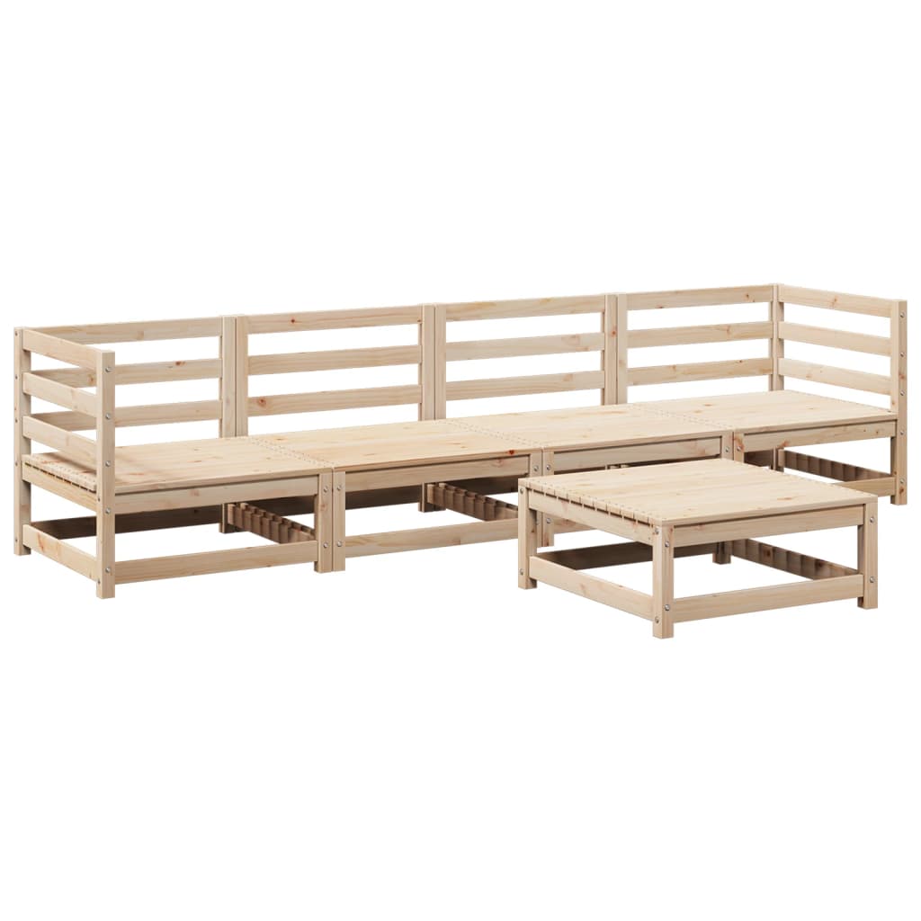 Set Divani da Giardino 5 pz in Legno Massello di Pino