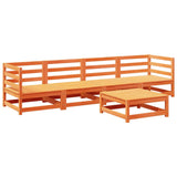 Set Divani da Giardino 5 pz Marrone Cera Legno Massello Pino