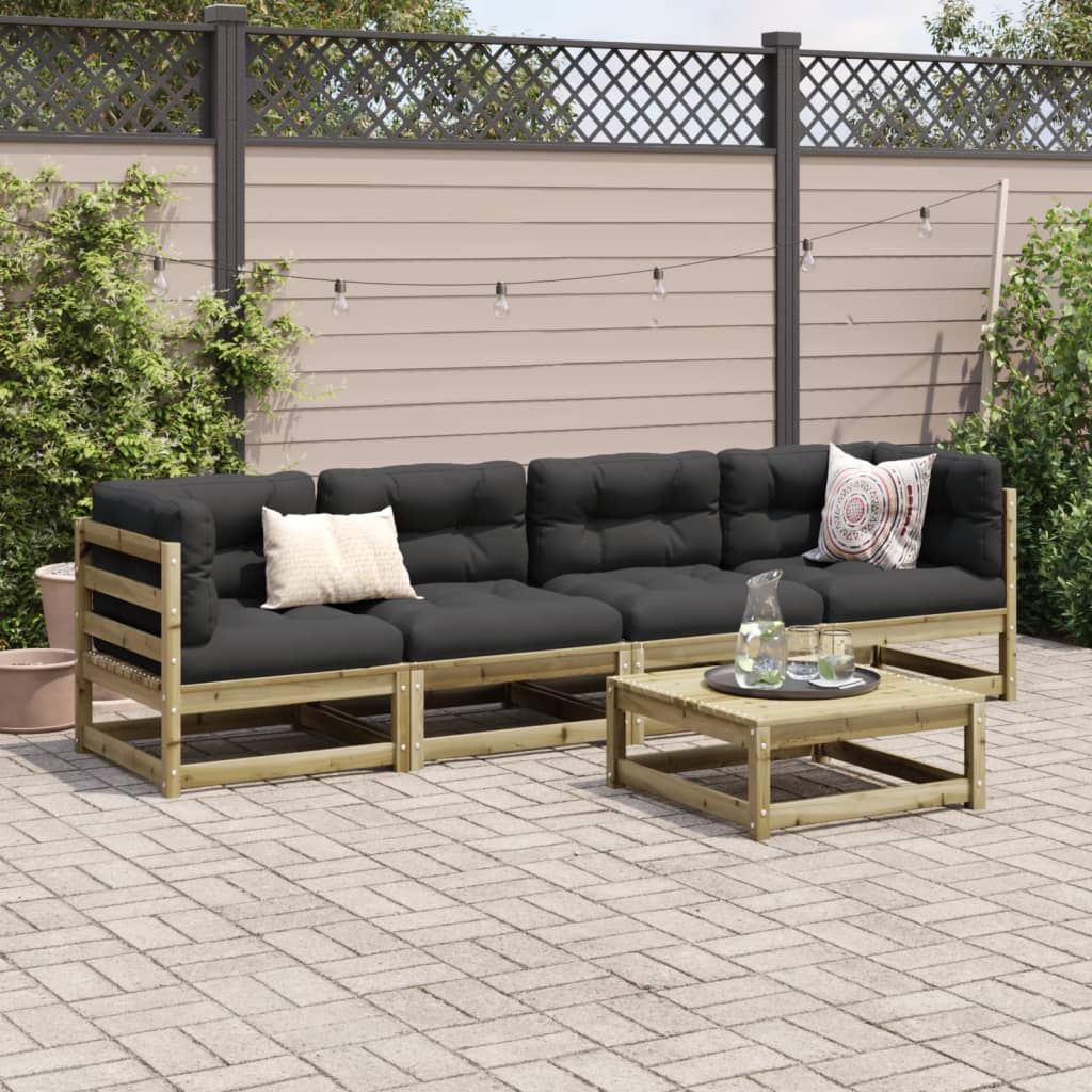 Set Divani da Giardino 5 pz in Legno Impregnato di Pino