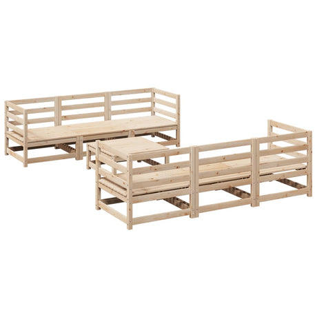 Set Divani da Giardino 7 pz in Legno Massello di Pino