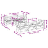 Set Divani da Giardino 7 pz in Legno Massello di Pino