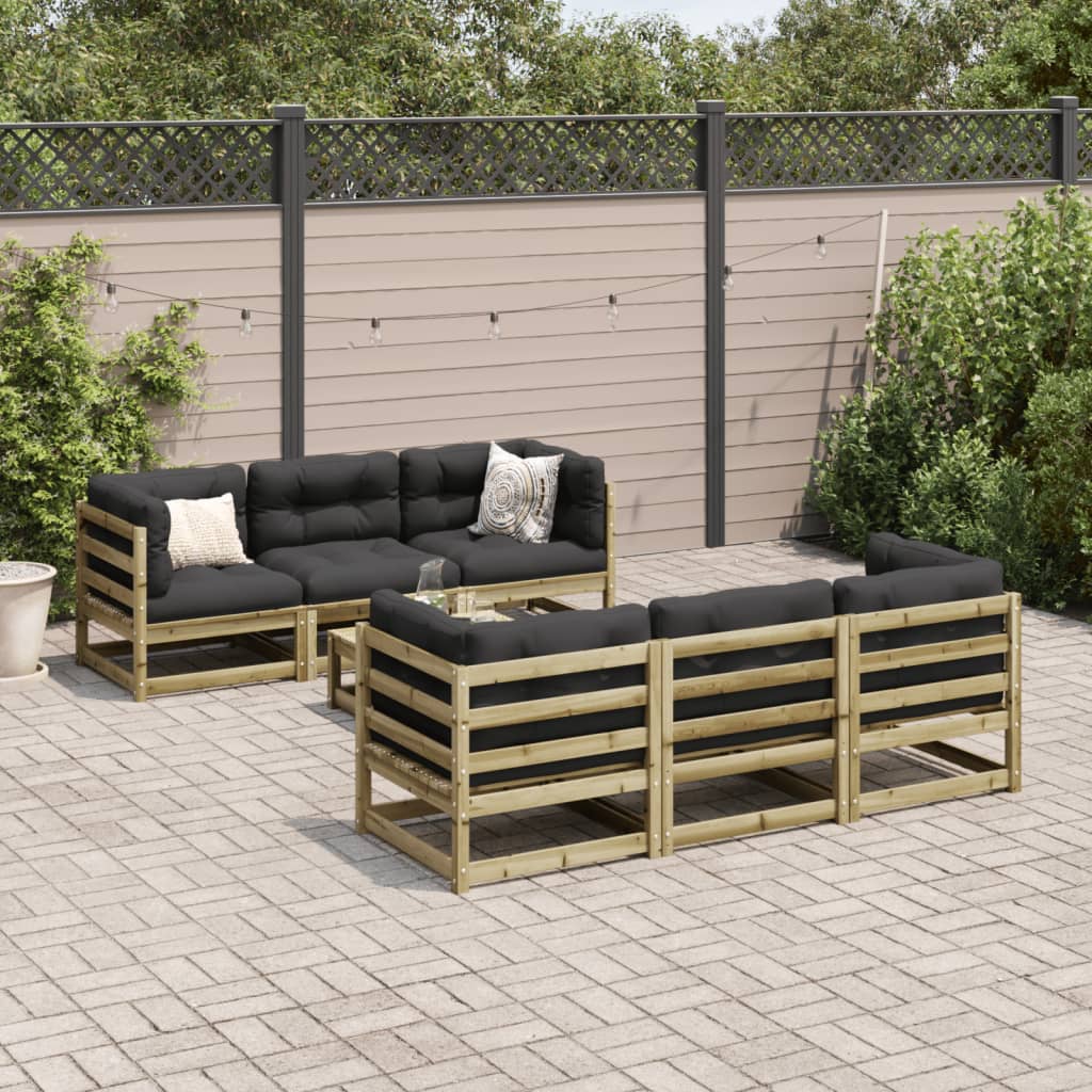 Set Divani da Giardino 7 pz in Legno Impregnato di Pino