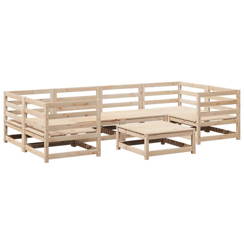 Set Divani da Giardino 7 pz in Legno Massello di Pino