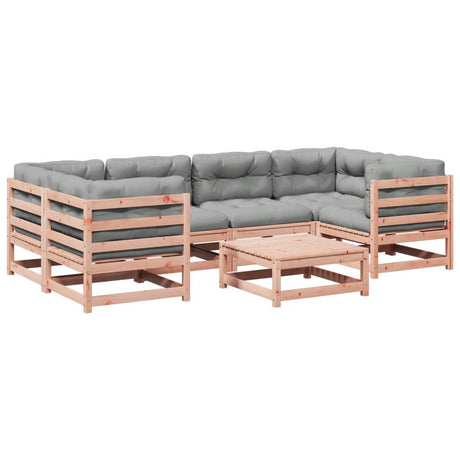 Set Divani Giardino 7 pz Cuscini Legno Massello Abete Douglas