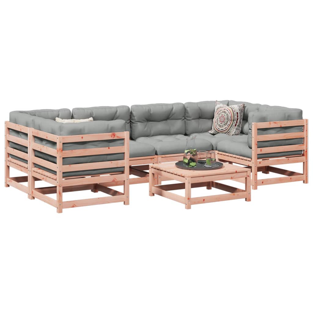 Set Divani Giardino 7 pz Cuscini Legno Massello Abete Douglas