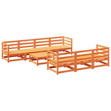 Set Divani da Giardino 8 pz Marrone Cera Legno Massello Pino