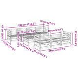 Set Divani da Giardino 8 pz Marrone Cera Legno Massello Pino