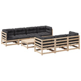 Set Divani da Giardino 8 pz con Cuscini Legno Massello di Pino