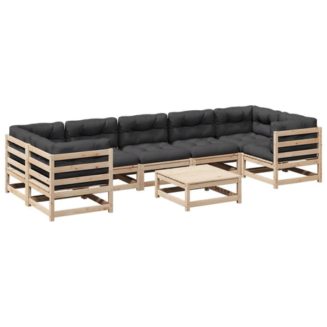 Set Divani da Giardino 8 pz con Cuscini Legno Massello di Pino