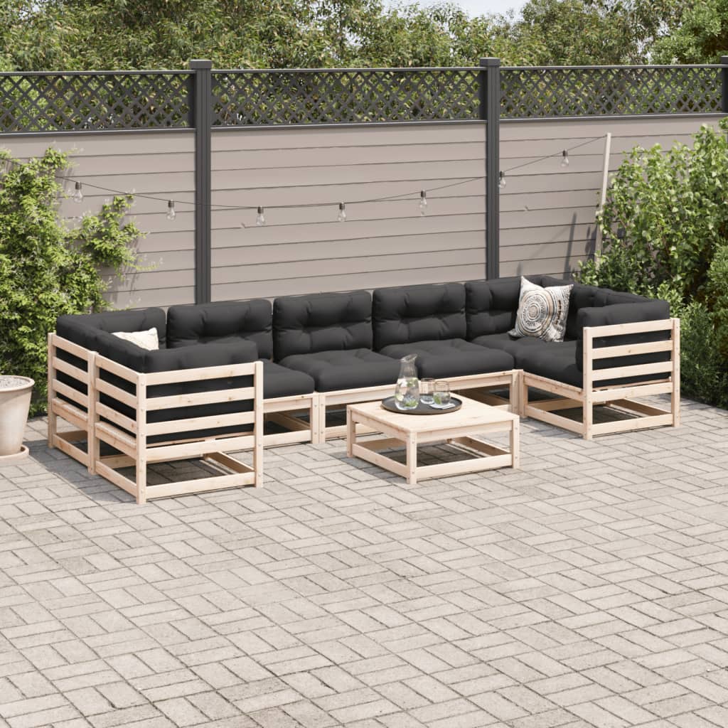 Set Divani da Giardino 8 pz con Cuscini Legno Massello di Pino