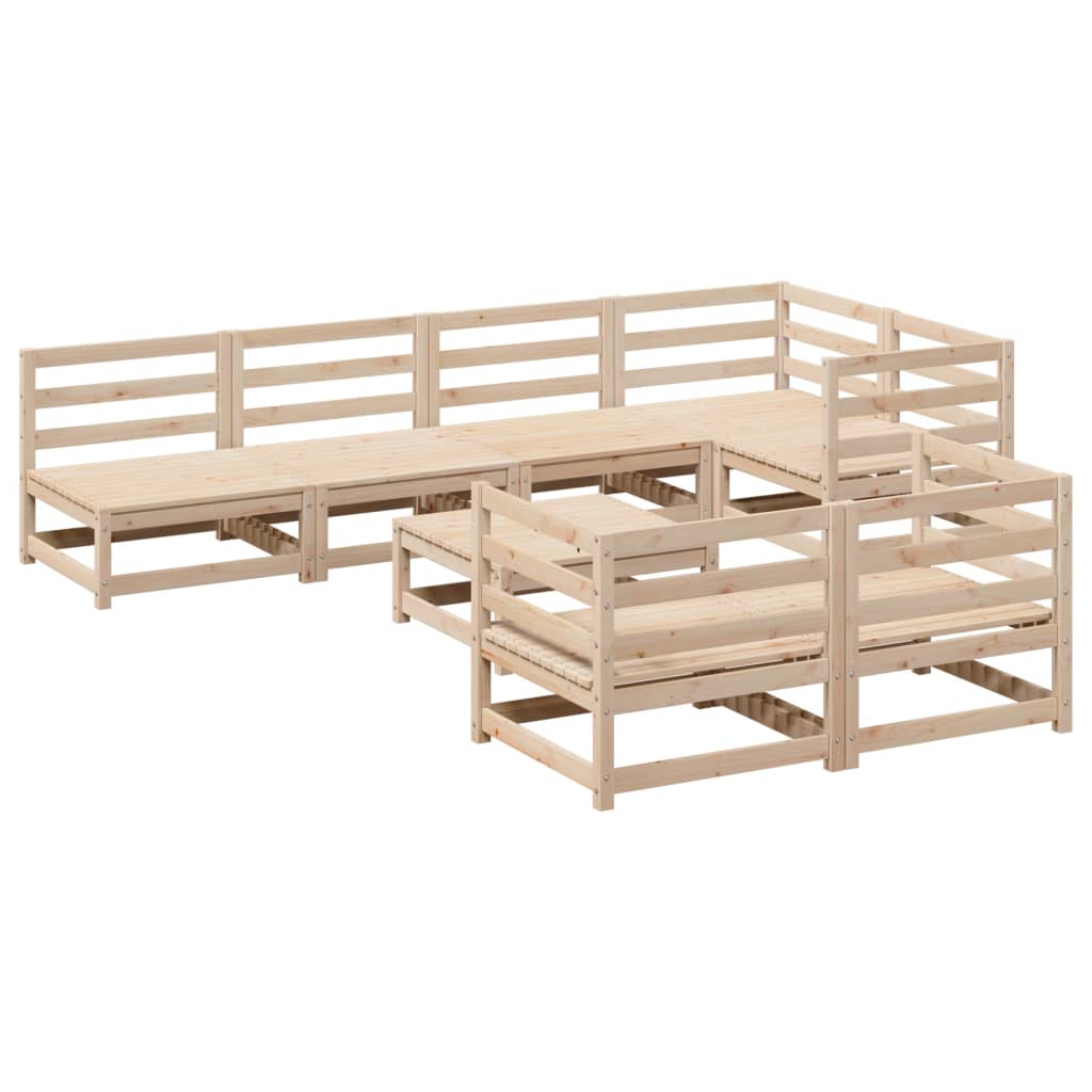 Set Divani da Giardino 8 pz in Legno Massello di Pino