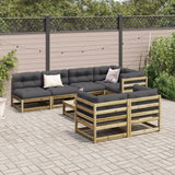 Set Divani da Giardino 8pz con Cuscini Legno Impregnato di Pino