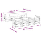 Set Divani Giardino 9 pz Cuscini Legno Massello Abete Douglas