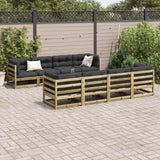 Set Divani da Giardino 9pz con Cuscini Legno Impregnato di Pino