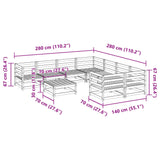 Set Divani da Giardino 9 pz Bianco in Legno Massello di Pino