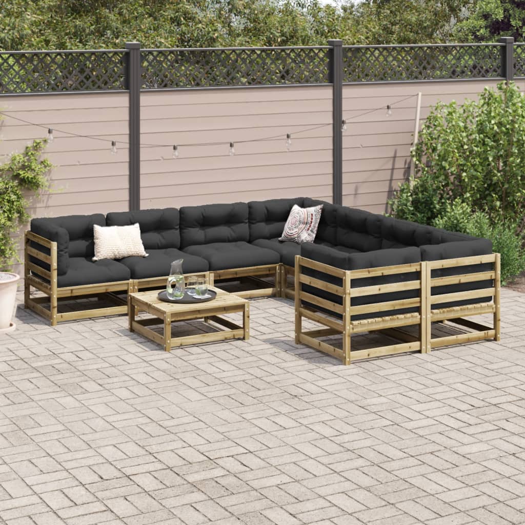 Set Divani da Giardino 9 pz in Legno Impregnato di Pino