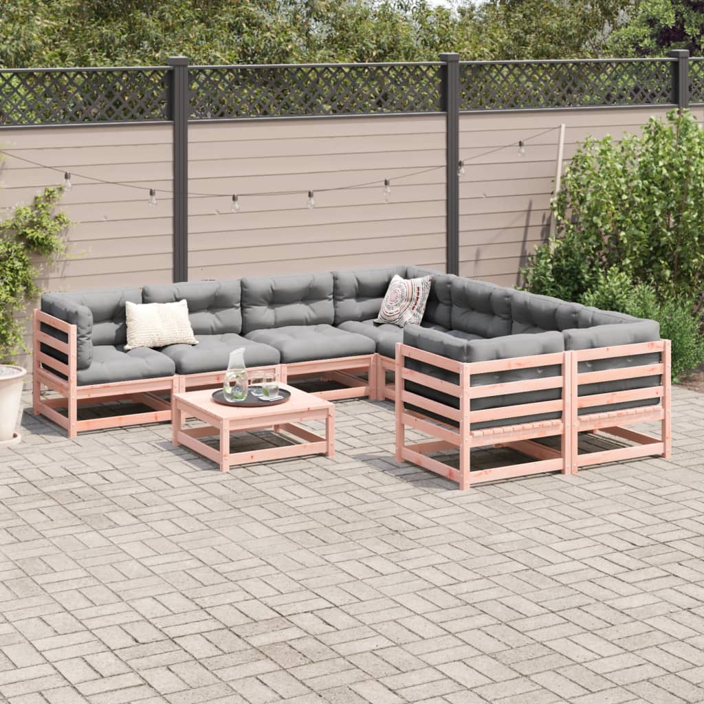 Set Divani Giardino 9 pz Cuscini Legno Massello Abete Douglas