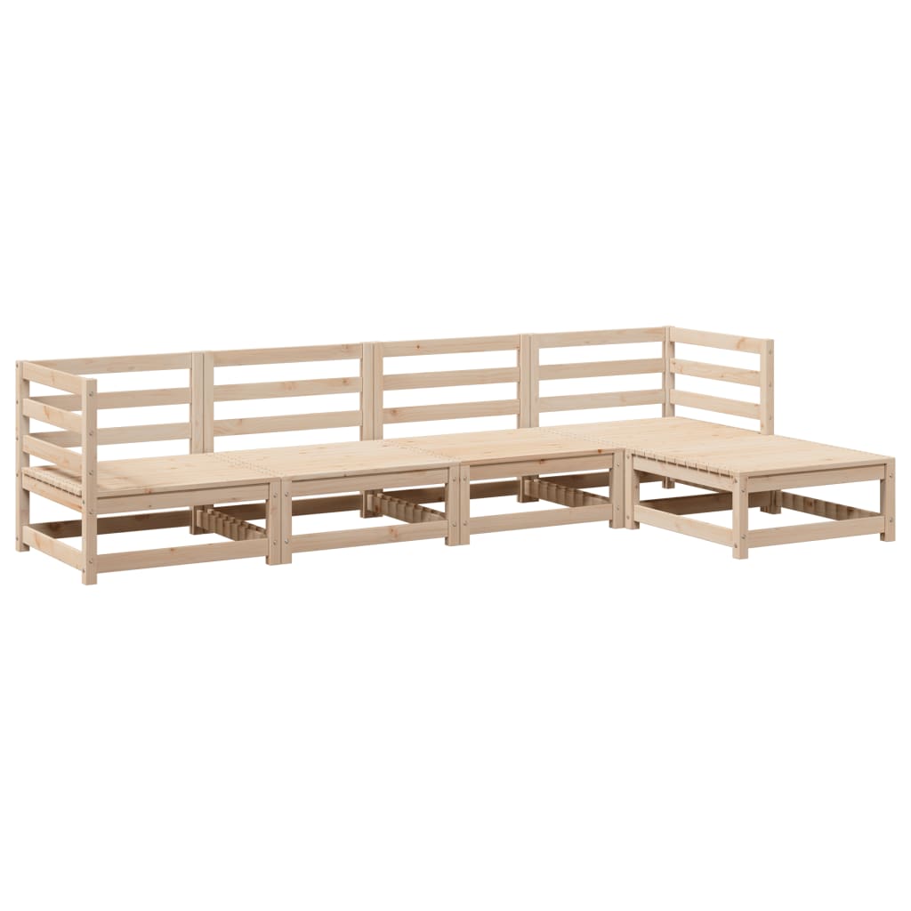 Set Divani da Giardino 5 pz in Legno Massello di Pino