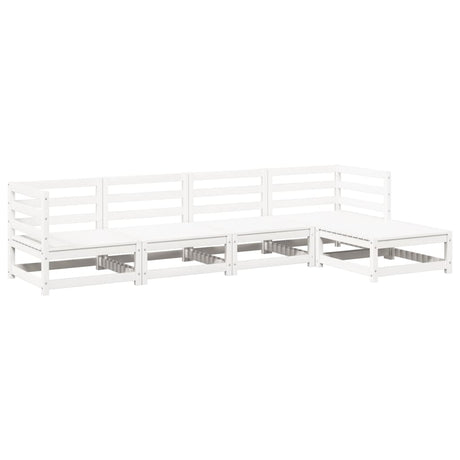 Set Salotto da Giardino 5 pz Bianco in Legno Massello di Pino