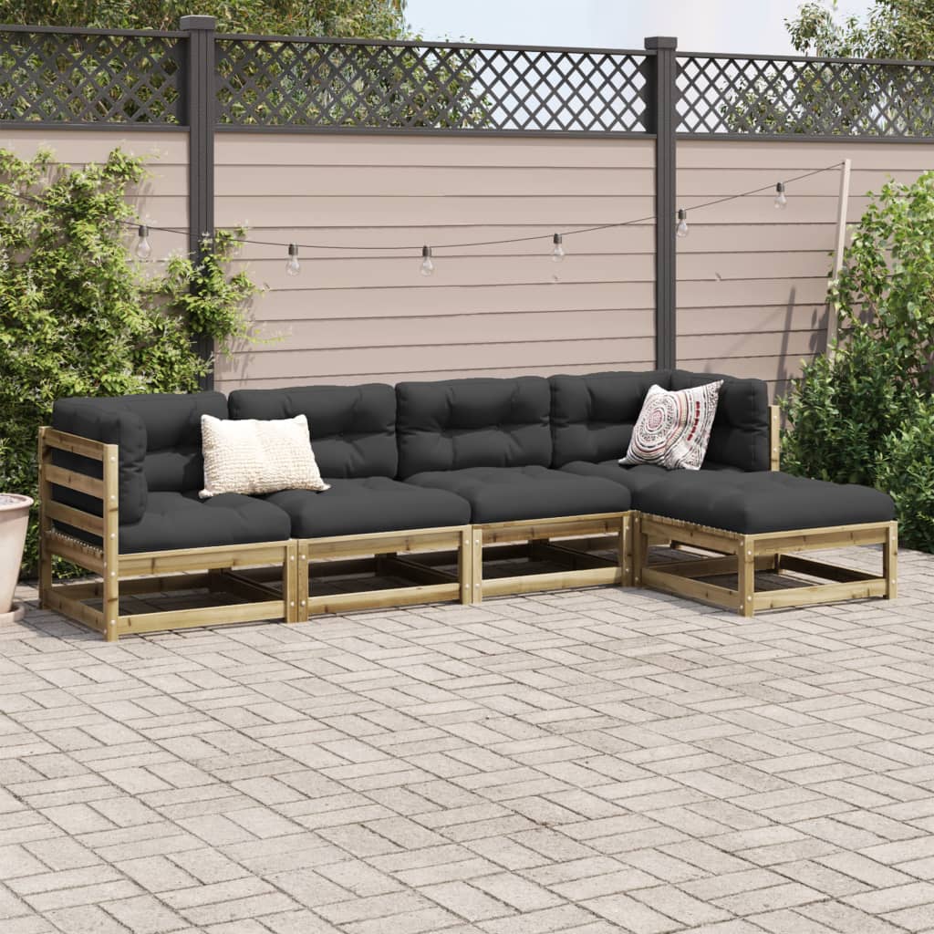 Set Divani da Giardino 5 pz in Legno Impregnato di Pino