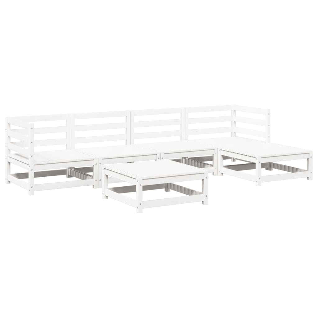 Set Divani da Giardino 6 pz Bianco in Legno Massello di Pino