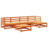 Set Divani da Giardino 6 pz Marrone Cera Legno Massello Pino