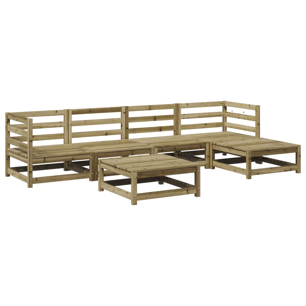 Set Divani da Giardino 6 pz in Legno Impregnato di Pino