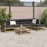 Set Divani da Giardino 6pz con Cuscini Legno Impregnato di Pino