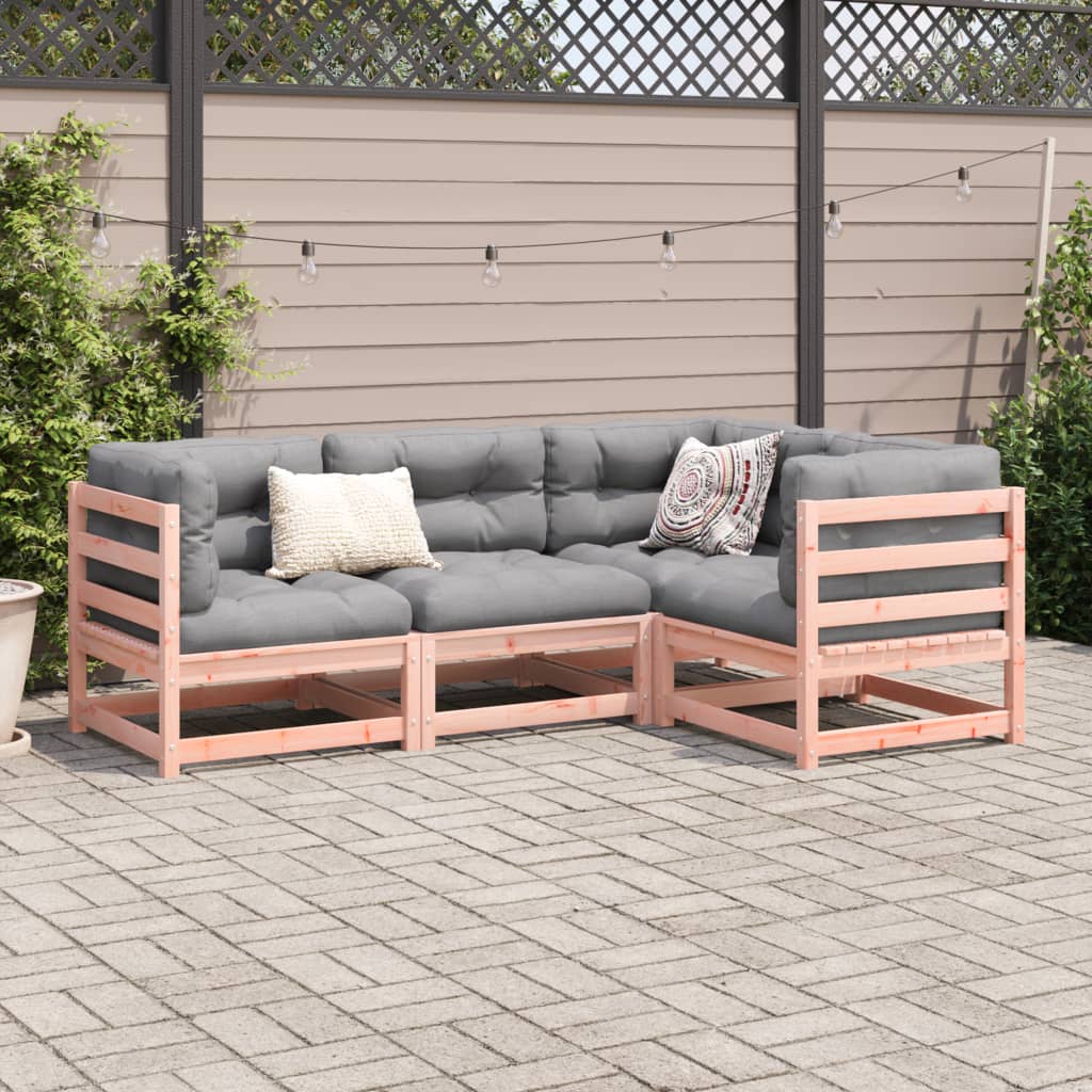 Set Divani da Giardino 4 pz in Legno Massello Abete Douglas