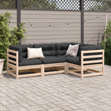 Set Divano da Giardino 4 pz con Cuscini Legno Massello di Pino