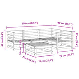 Set Divani da Giardino 5 pz in Legno Massello di Pino