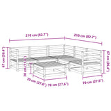 Set Divani da Giardino 6 pz in Legno Massello di Pino