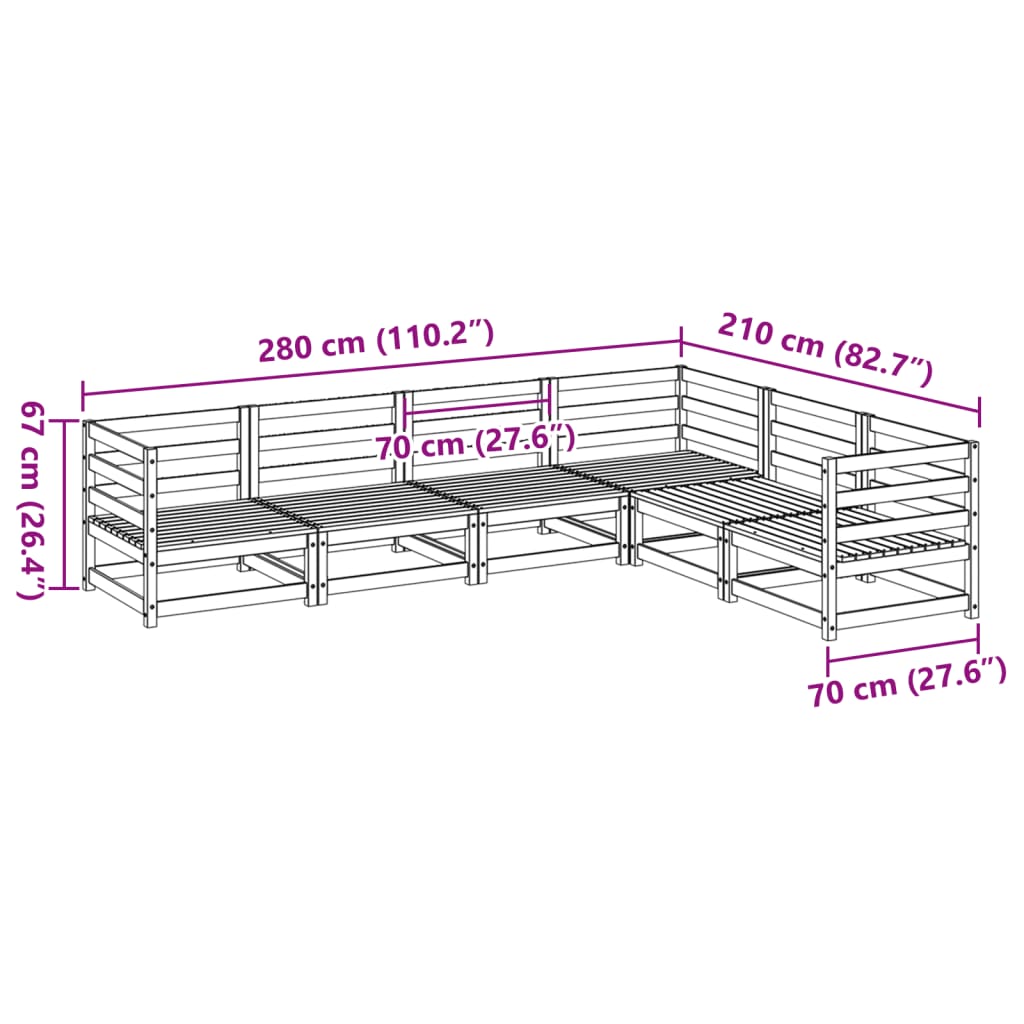 Set Divani da Giardino 6 pz in Legno Massello Abete Douglas