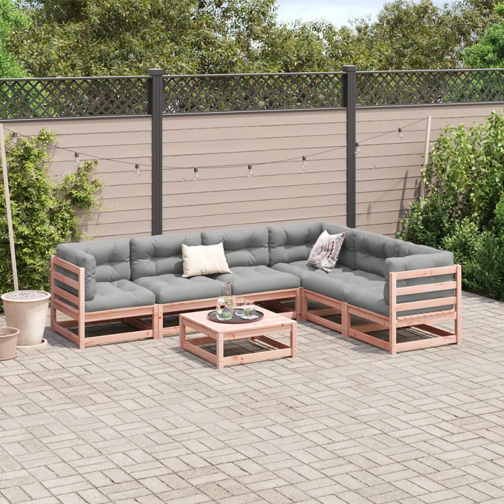 Set Divani da Giardino 7 pz in Legno Massello Abete Douglas