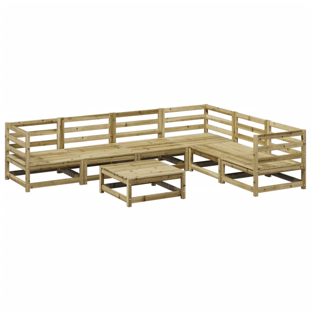 Set Divani da Giardino 7 pz in Legno Impregnato di Pino