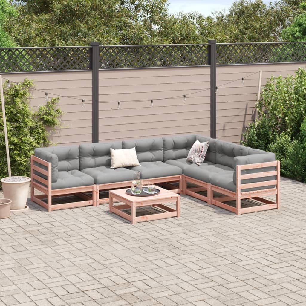 Set Divani Giardino 7 pz Cuscini Legno Massello Abete Douglas