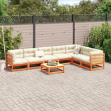 Set Divani da Giardino 8 pz Marrone Cera Legno Massello Pino