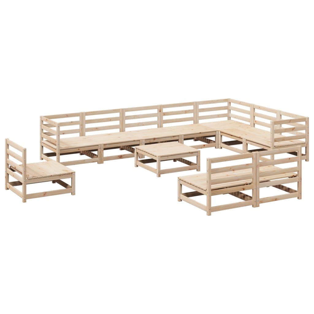 Set Divani da Giardino 11 pz in Legno Massello di Pino