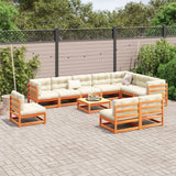 Set Divani da Giardino 11pz Marrone Cera Legno Massello di Pino