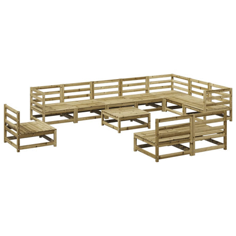 Set Divani da Giardino 11 pz in Legno Impregnato di Pino