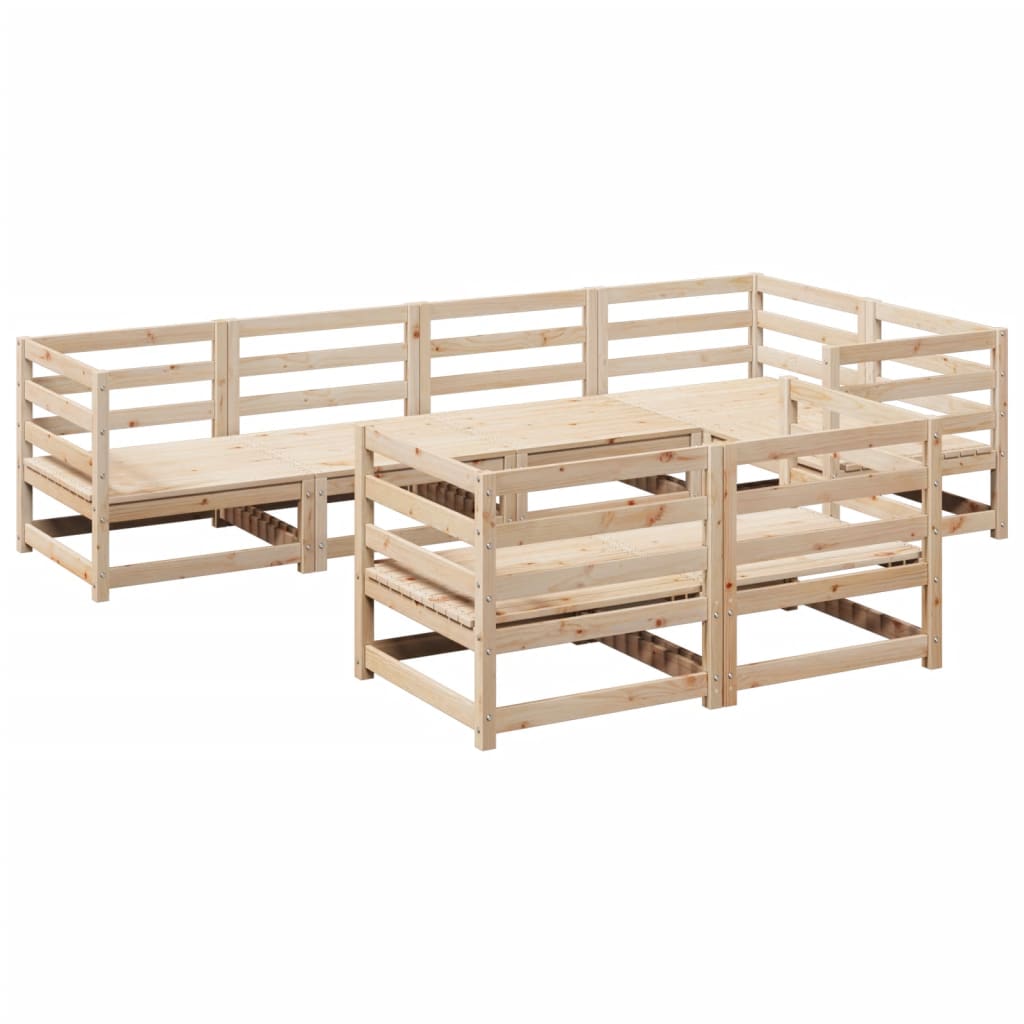 Set Divani da Giardino 7 pz in Legno Massello di Pino