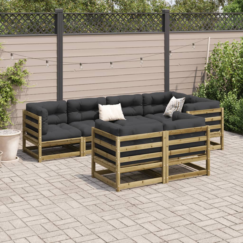 Set Divani da Giardino 7 pz in Legno Impregnato di Pino